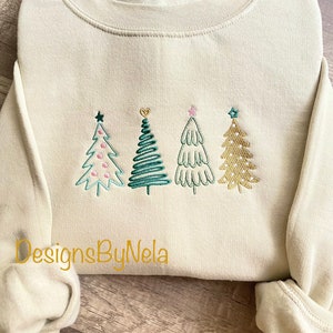 Embroidered Christmas Tree sweatshirt,  Christmas sweatshirt, Embroidered Holiday sweatshirt