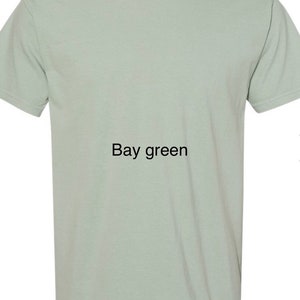 K&ouml;nnte beinhalten: Ein einfarbiges, kurz&auml;rmeliges T-Shirt in der Farbe Hellgr&uuml;n, genannt "Bay green".