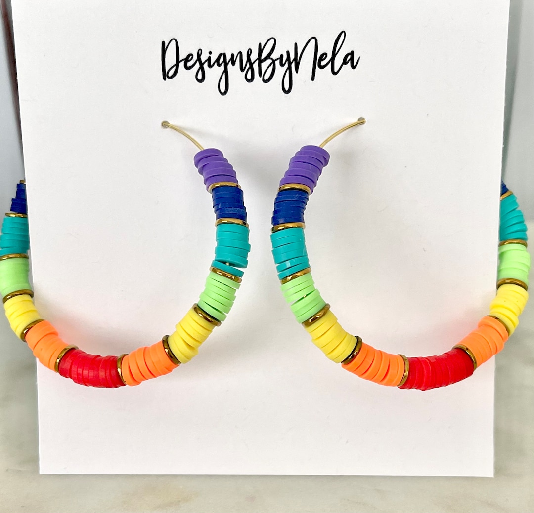 Cressida Beaded Hoop Rainbow Earrings main image 0