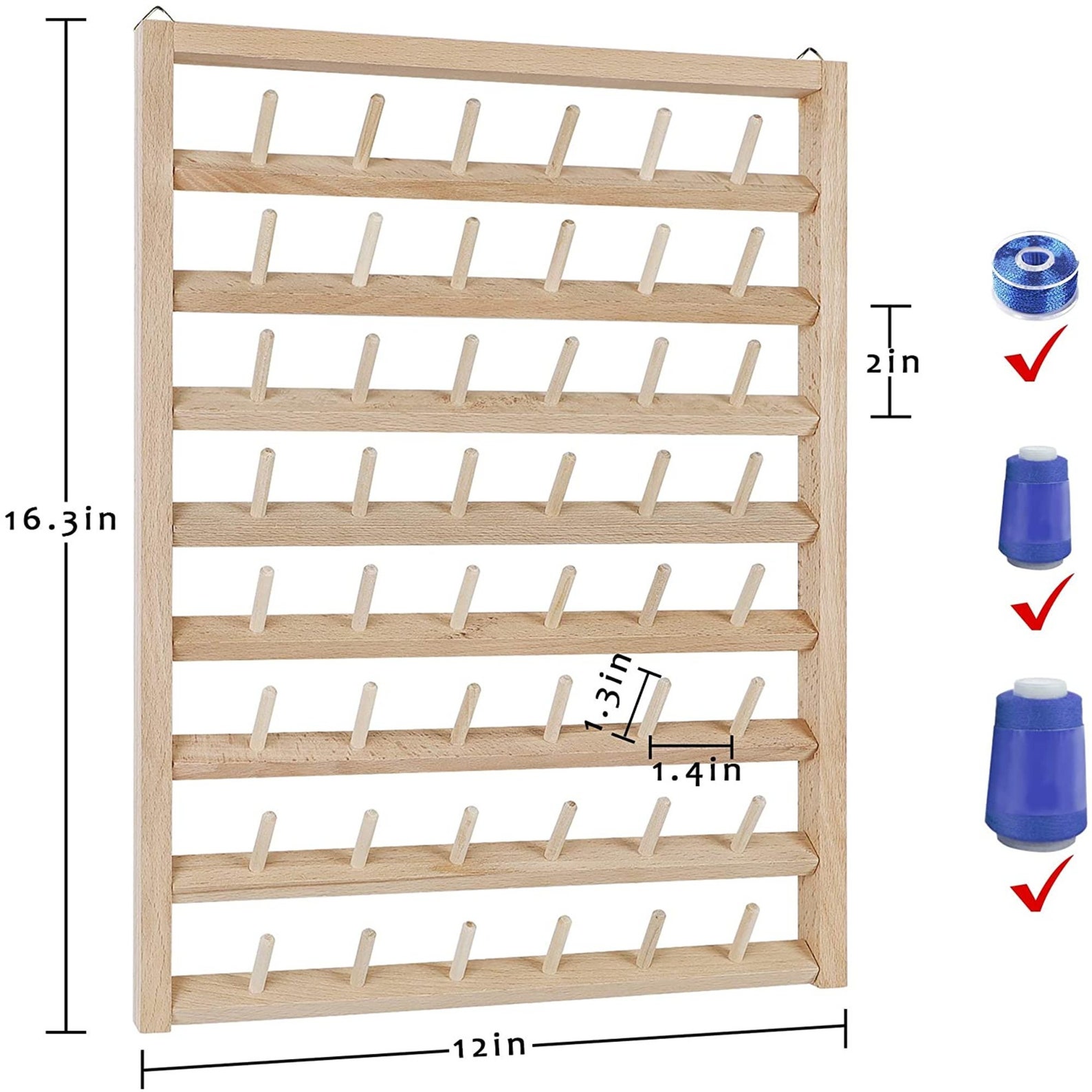 Wooden Thread Rack Wall mounted thread rack 2 pack 48 Etsy