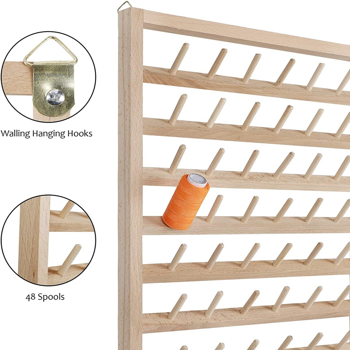 Wooden Thread Rack Wall mounted thread rack 2 pack 48 Etsy