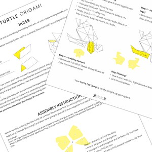 Kit de créations manuelles tortues de mer Lanterne en origami Lampe DIY Lampe lumineuse en papier pour chambre d'enfant Téléchargement instantané du PDF kit de création en papier image 4