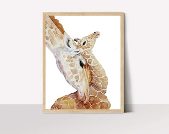 Watercolor handmade Giraffe Printable Wall Art | Animal Love | Digital Print | Instant Download Room Decor