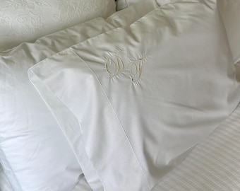 Personalized Embroidered Pillowcases | Custom Name Pillow Case | Elegant Monogram Bedding | Bridal Shower Gift