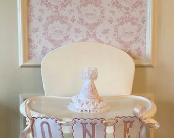Embroidered Name Banner | First Birthday High Chair Garland, Cake Smash Decor