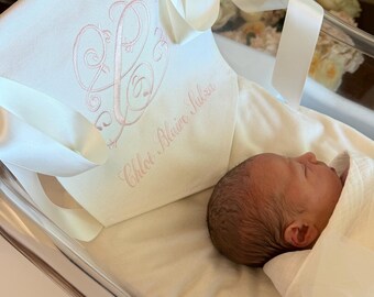 Faire-part de naissance personnalisé pour nouveau-né | Panneau brodé bébé hôpital | Souvenir de faire-part de naissance monogramme personnalisé