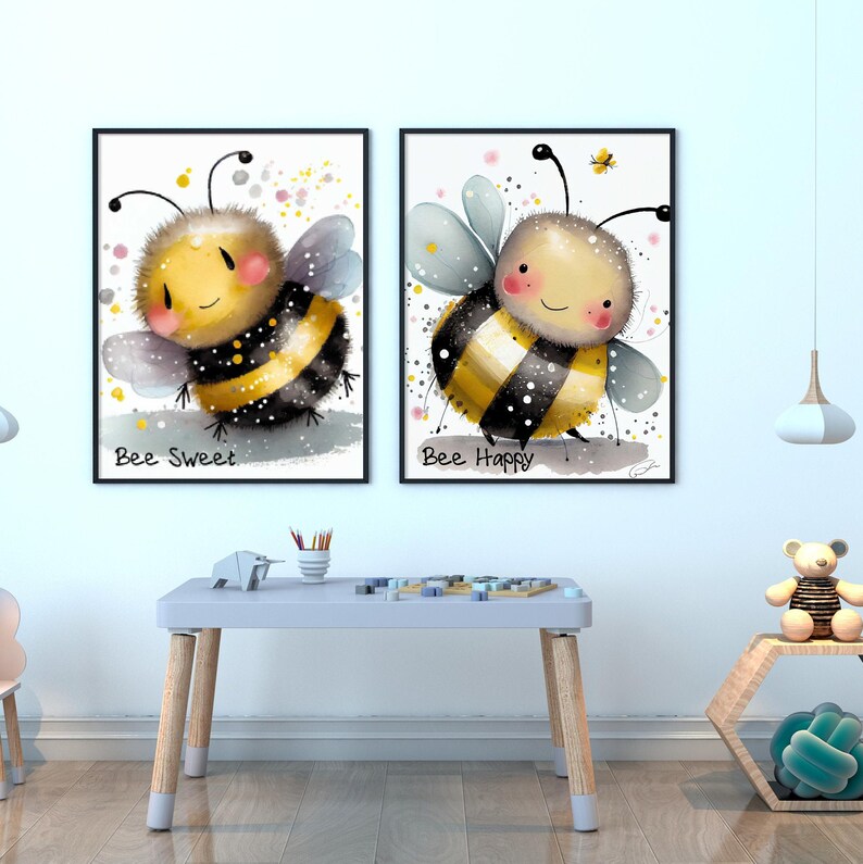 Bumble Bee Decor / Honey Bee Prints / Childrens Neutral Wall Art / Bee ...