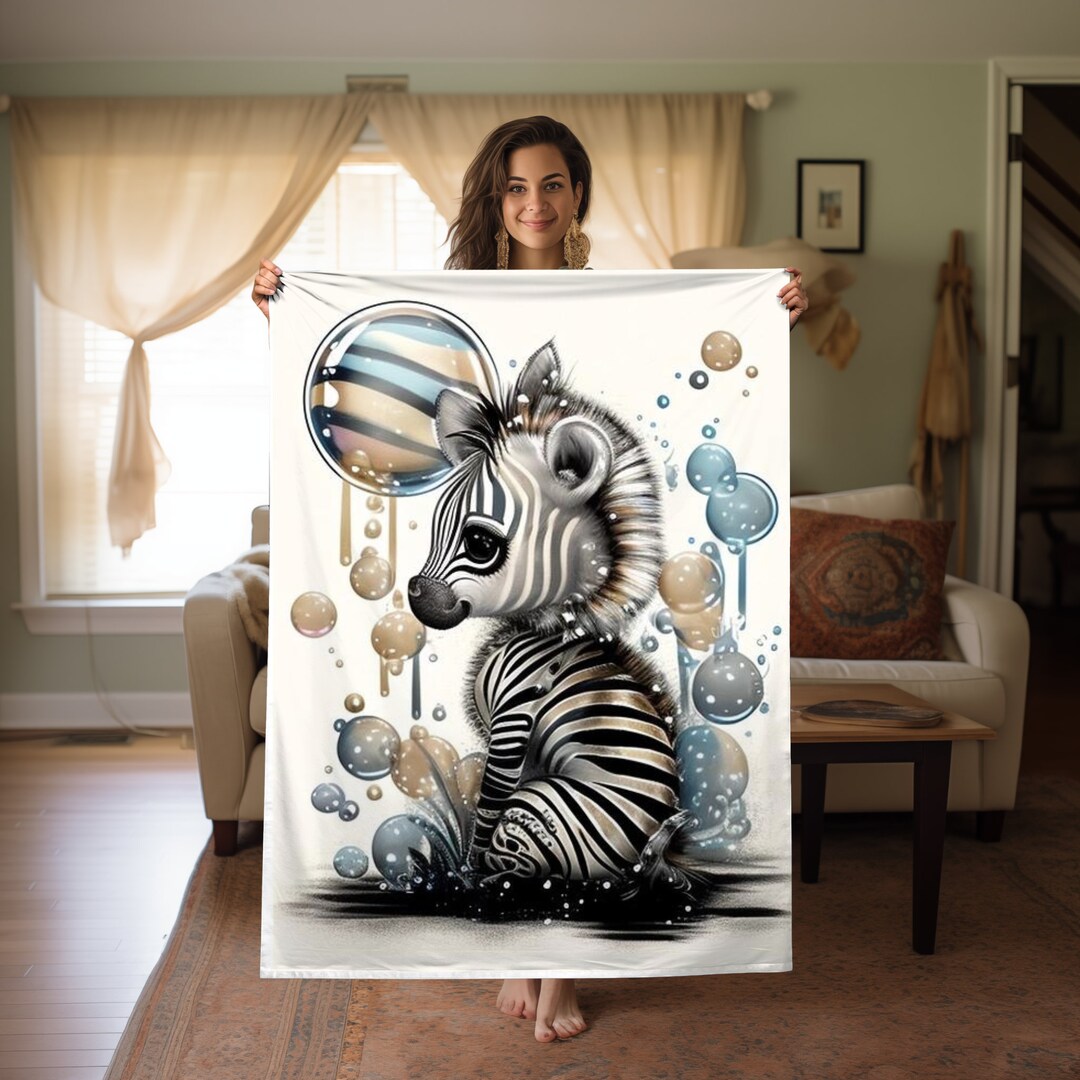 Zebra Throw Blanket, Personalized Zebra Blankie, Couch Throw Zebra