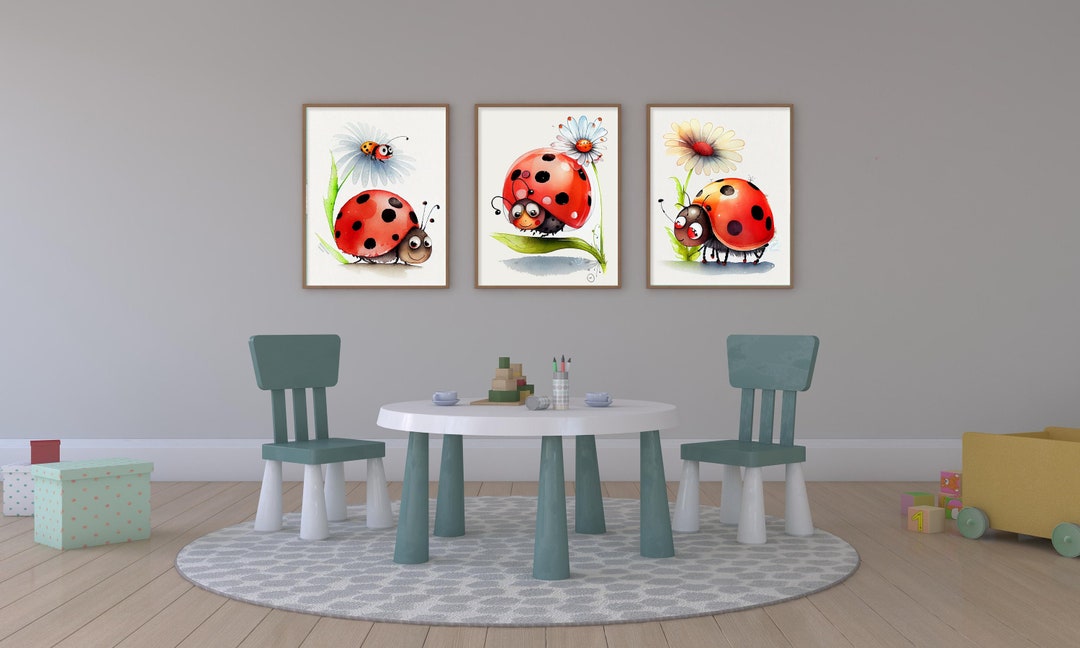 Ladybug Nursery Prints: Set of 3, Kids Room Decor (digital Download) - Etsy