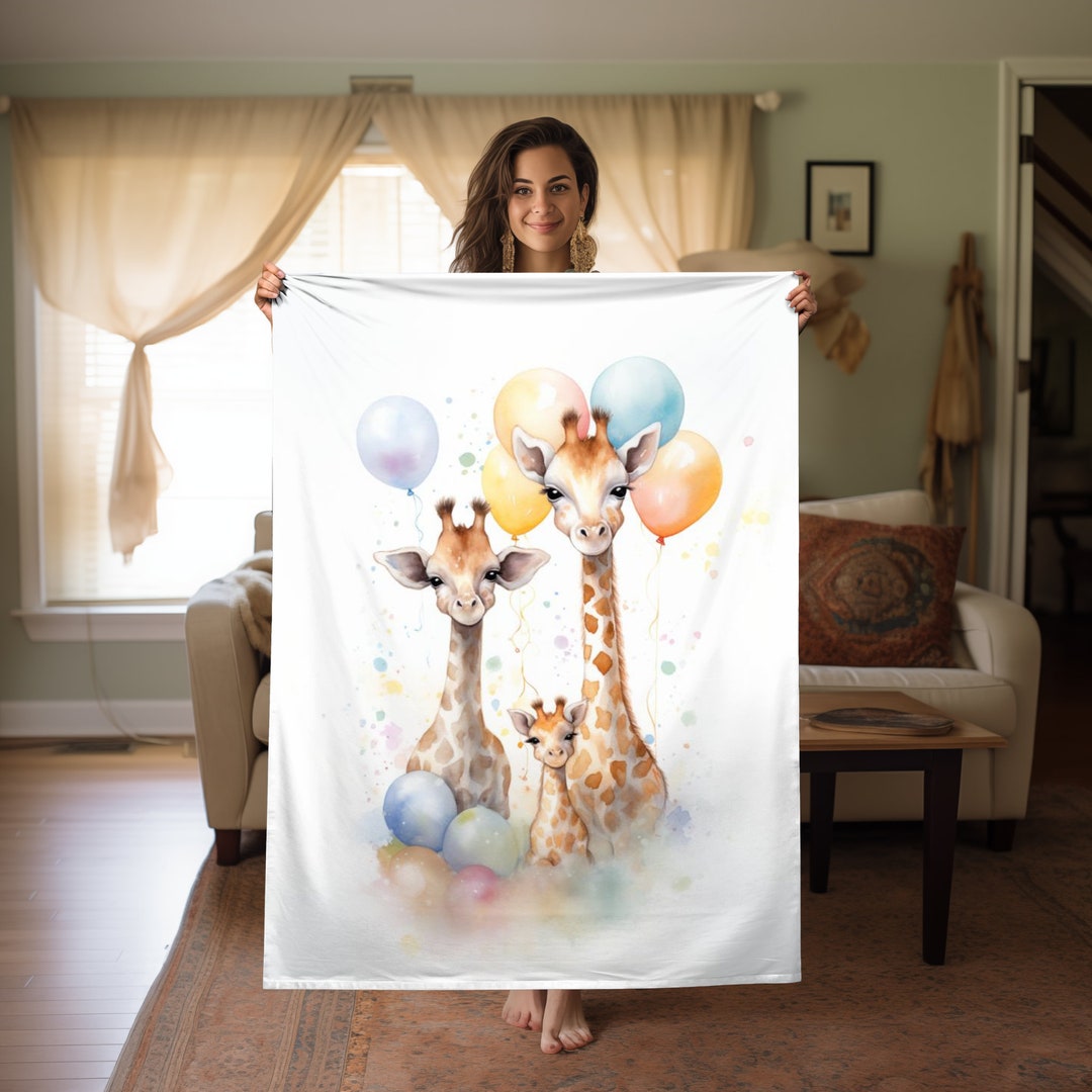 Giraffe Throw Blanket, Personalized Giraffe Lover Gift, Safarithemed