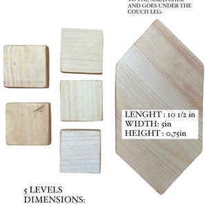 Pode incluir: Um arranhador para gatos de madeira natural com cinco n&iacute;veis. Cada n&iacute;vel mede 5 cm x 5 cm e 1,9 cm de altura. A base mede 26,7 cm de comprimento, 12,7 cm de largura e 1,9 cm de altura. A base &eacute; fixada ao arranhador e colocada sob a perna do sof&aacute;.
