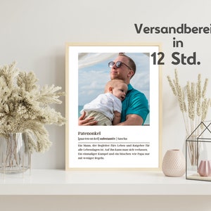 Patenonkel Geschenk personalisiert, Willst du mein Patenonkel sein fragen, Taufpaten Definition Bild, Danke Patenonkel