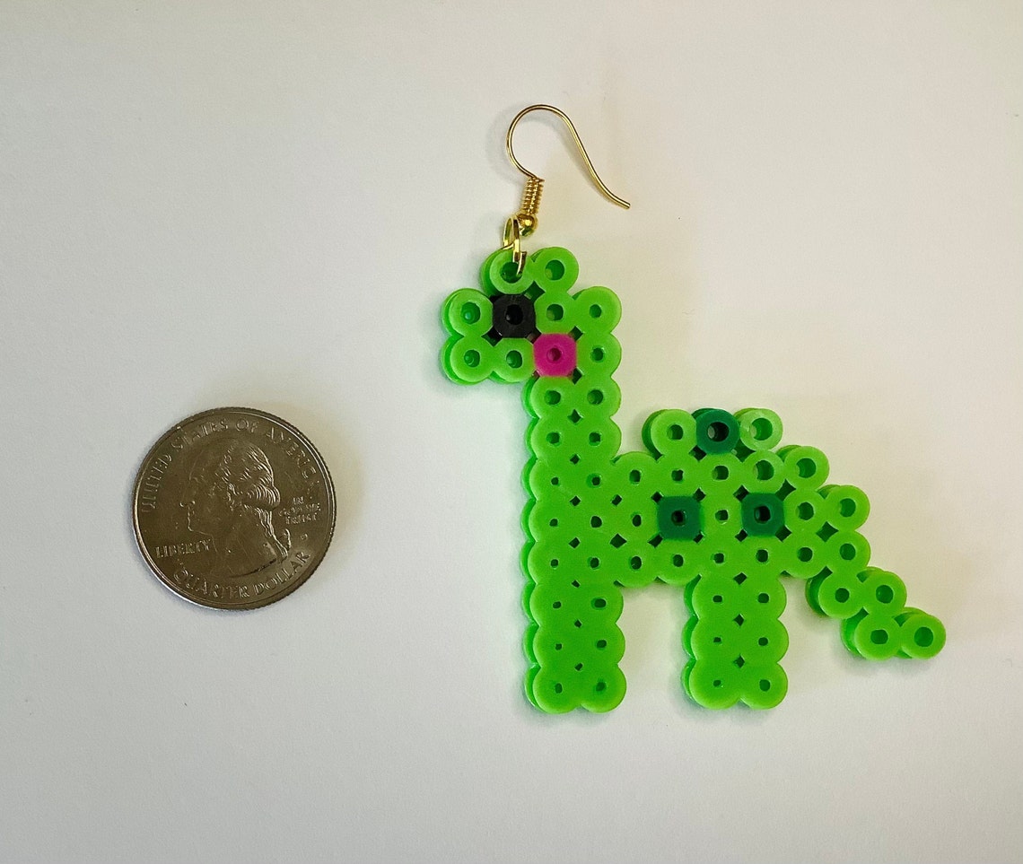 Dinosaur Perler Bead Earrings Etsy