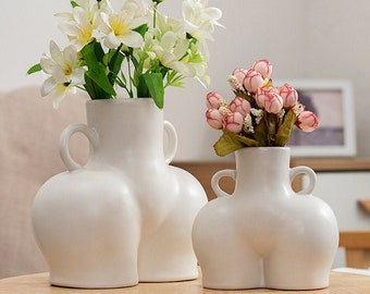 NUOBESTY Human Body Vase Modern Nordic Style Ceramic Flower Vase Household Desktop Decorative Butt Pot Planter Ornament for Home Shop Style 2 