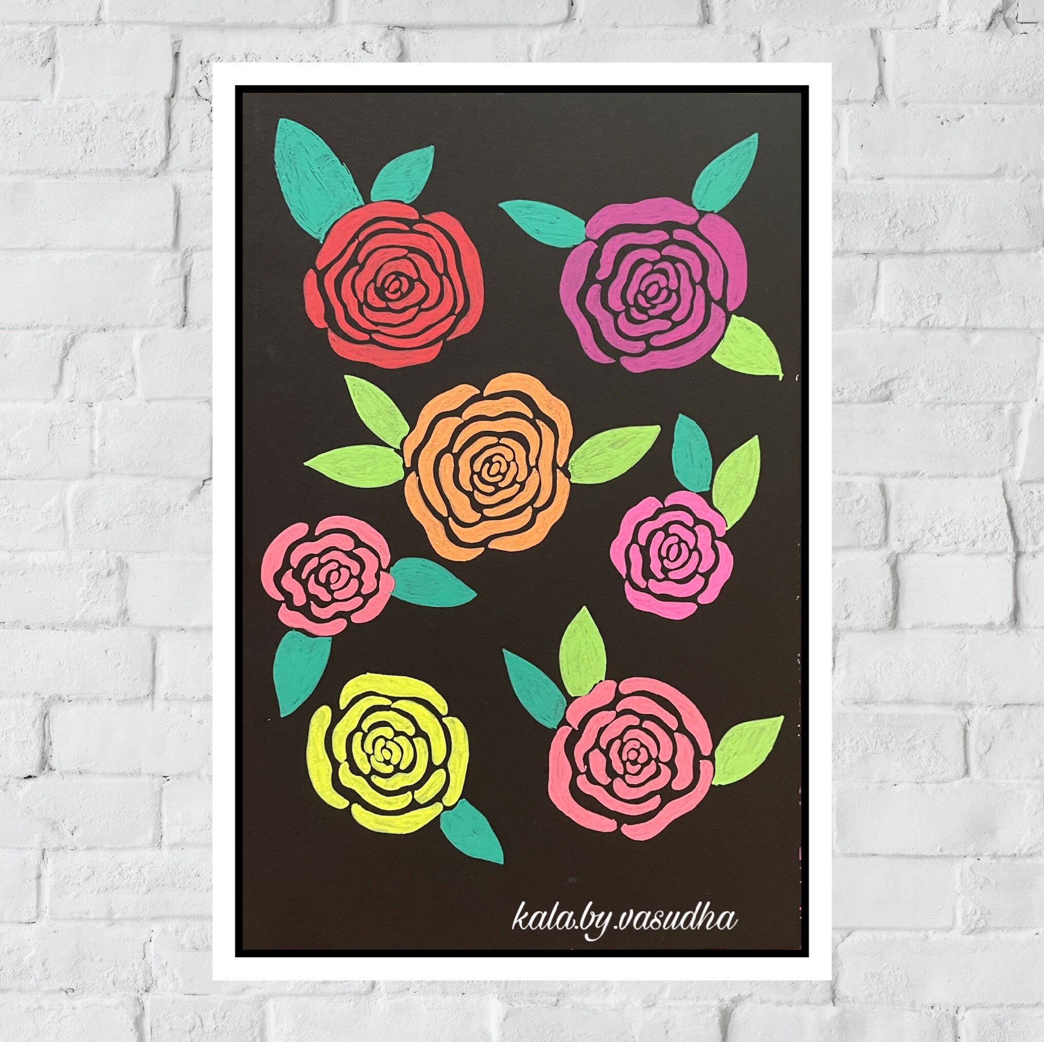Opaque roses with gelly pens handmade rose painting Etsy