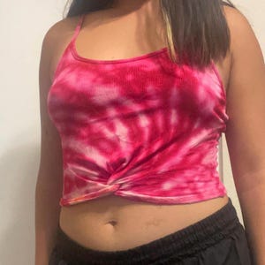 Hot pink crop - tie dye