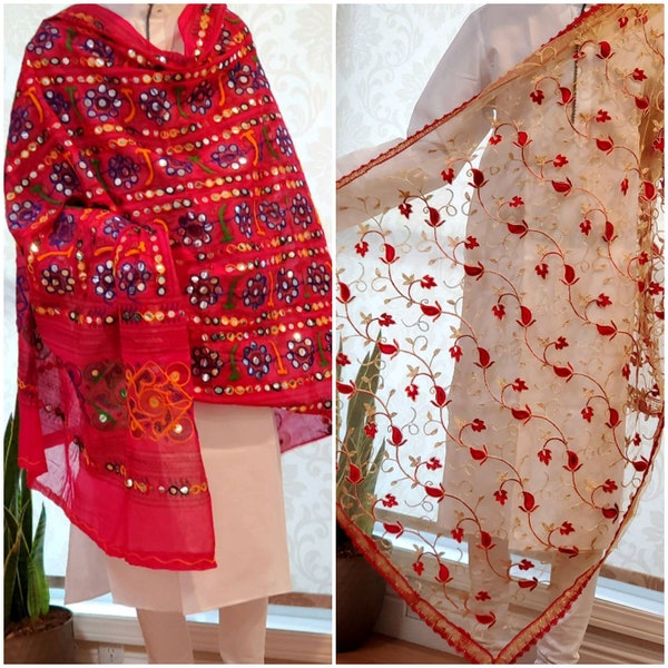 Embroidered Mirrorwork Dupatta Scarves