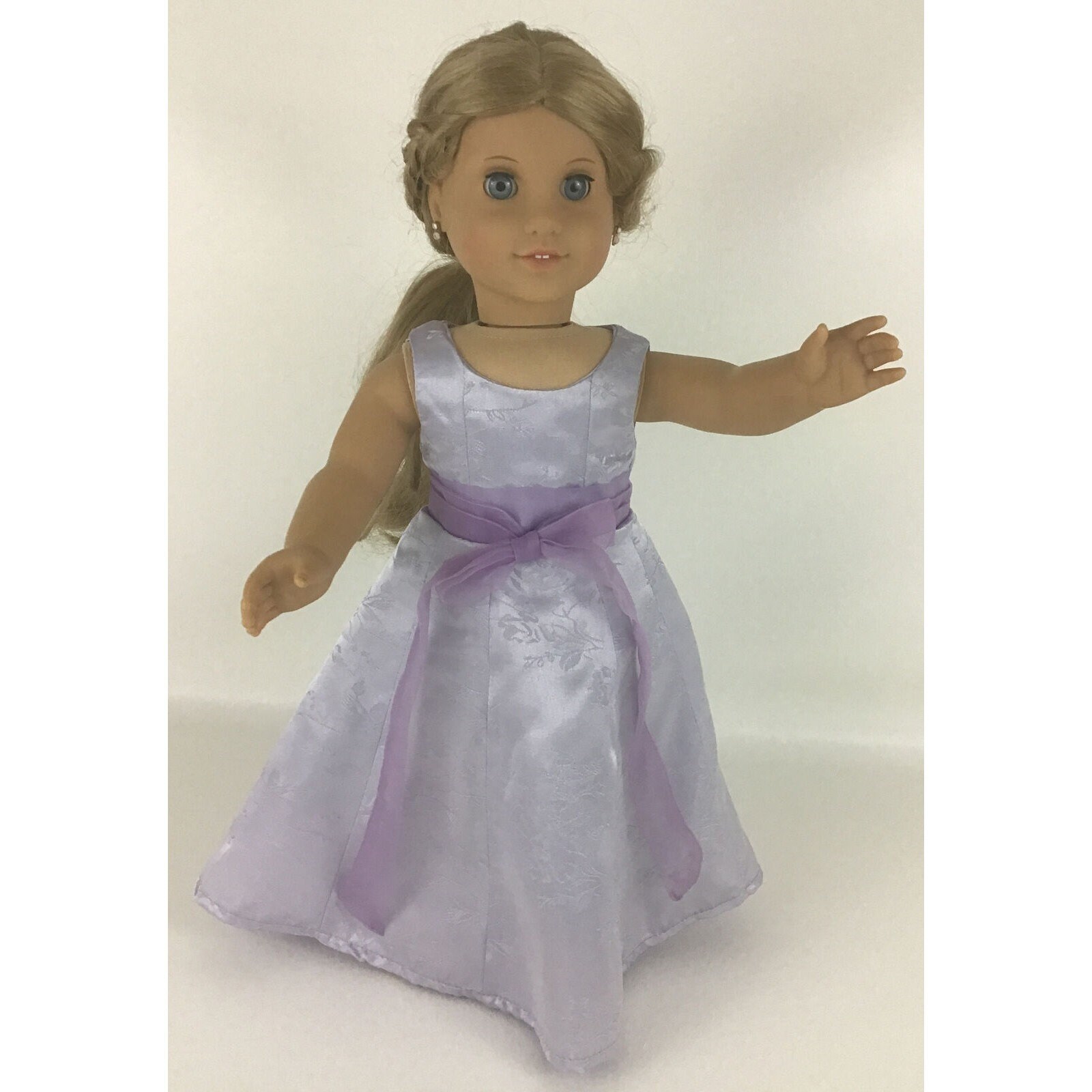 American Girl Doll 18 Blonde Hair Blue Eyes Teeth Earrings Outfit