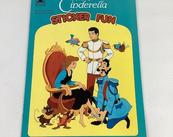 Walt Disney Askungen klistermärke Rolig målarbok Gyllene Vintage 90-tals Prins 1991