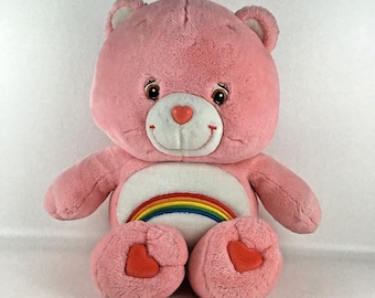 Care Bears Cheer Bear Rainbow Jumbo XL 26” Plush Stuffed Animal Toy Vintage 2002