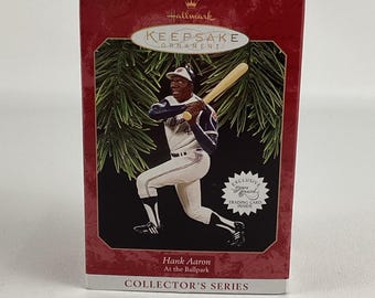 Hallmark Christmas Tree Ornament At The Ballpark Hank Aaron Baseball Vintage