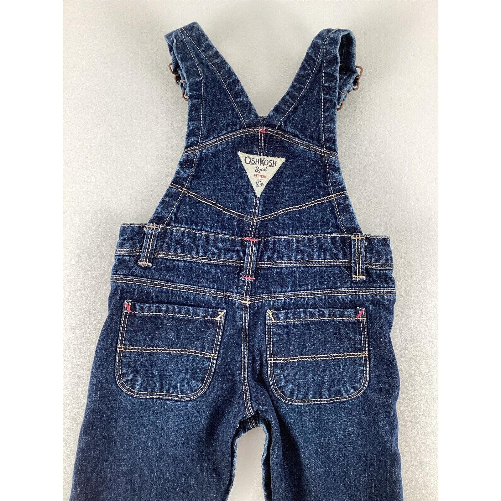 Vintage Oshkosh B'gosh Sz 9 Mo Overalls Denim Baby Girls Hearts