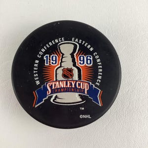 Stanley Cup Championship Hockey Puck Sports Equipment Souvenir Vintage 1996