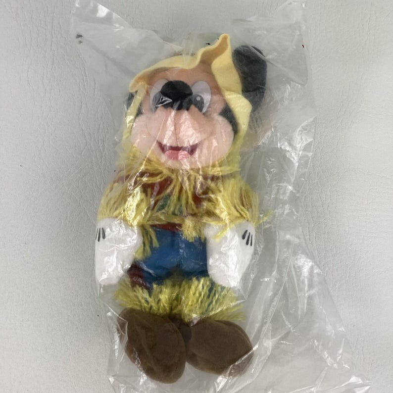 Disney Parks Micky Maus Vogelscheuche Plüschi Bean Bag Stofftier Vintage Neu Bild 1