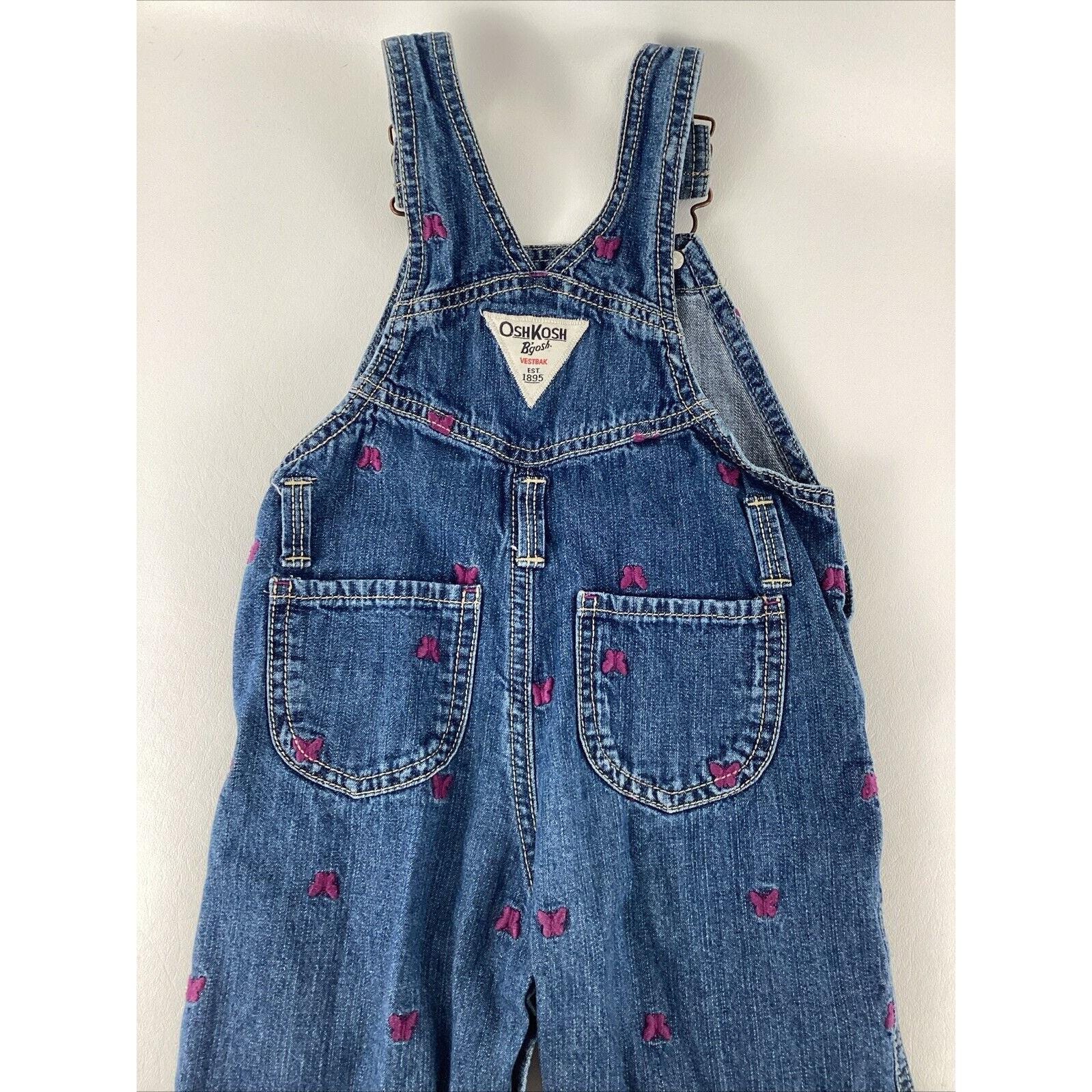 Vintage Oshkosh B'gosh Sz 18mo Overalls Denim Toddler Girls