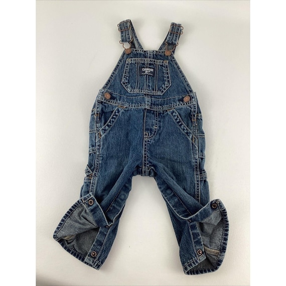 Vintage OshKosh B'gosh Sz 12mo Overalls Blue Denim To… - Gem