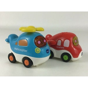 VTech Go! Go! Smart Wheels Vehicles 2pc Lot Helicopter Airplane Lights Sounds