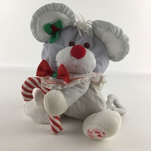 Fischer-Preis Puffalumps Weihnachtsmaus 12&quot; Plüsch Stofftier Vintage 1987 MINT