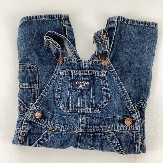 Vintage OshKosh B'gosh Sz 12mo Overalls Blue Denim To… - Gem
