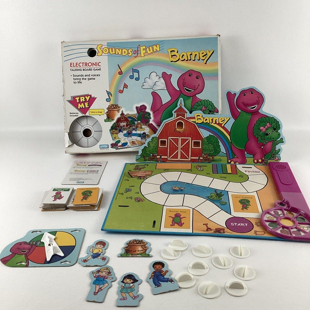 Barney Sounds Of Fun Electronic Talking Board Game Vintage 1993 Parker barney-sounds-of-fun-electronic-talking-board-game-vintage-1993-parker