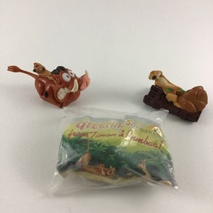 Disney Lion King Burger King Timon Pumbaa Pull Back Toys Figures Vintage 1991