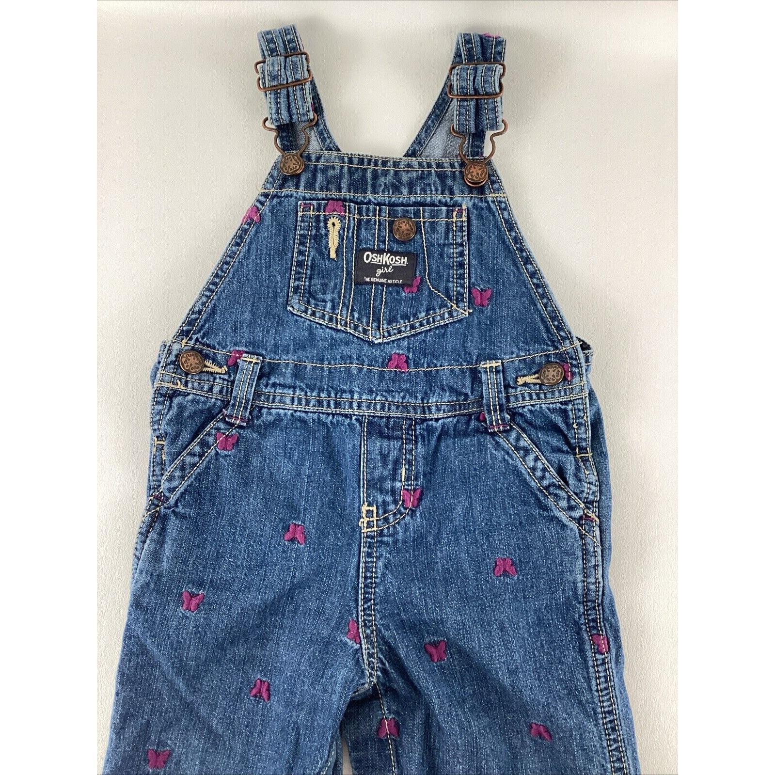 Vintage Oshkosh B'gosh Sz 18mo Overalls Denim Toddler Girls