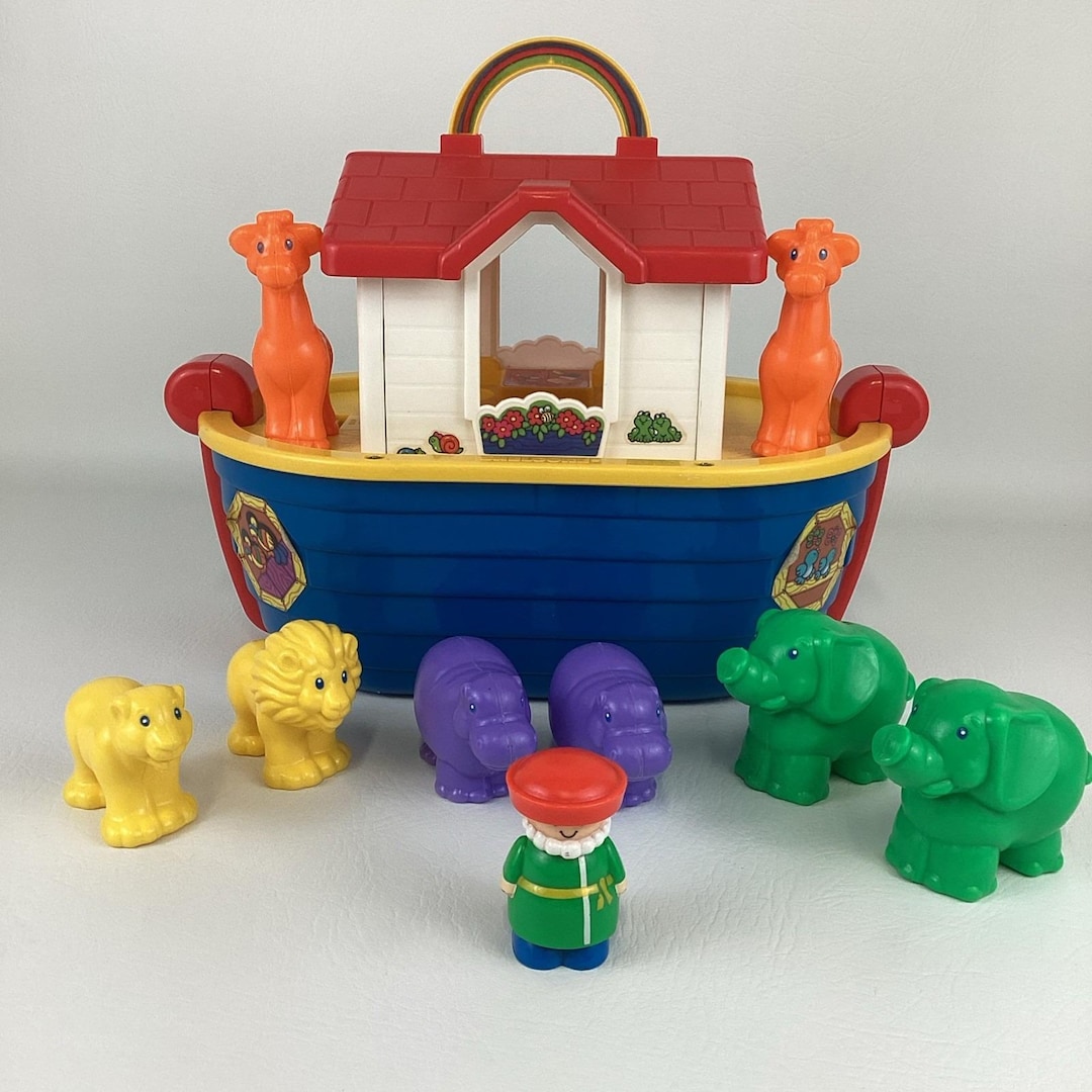 Noah's Ark Playset Chunky Figure Animals Boat Lot Vintage 1996 90s