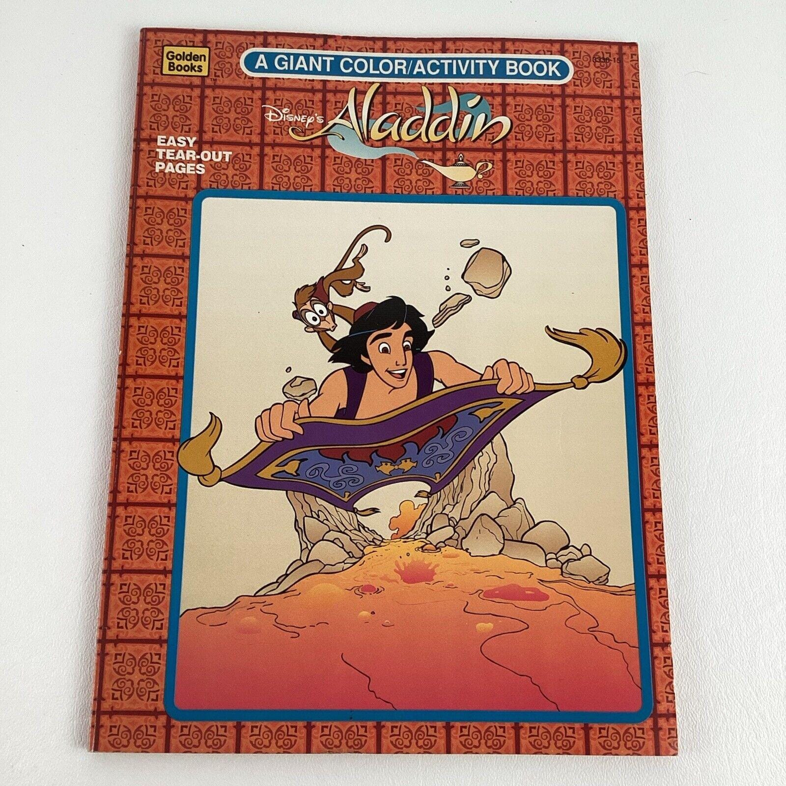 Disney Princess Aladdin Golden Giant Coloring Activity Book Vintage 1992 90s Toy
