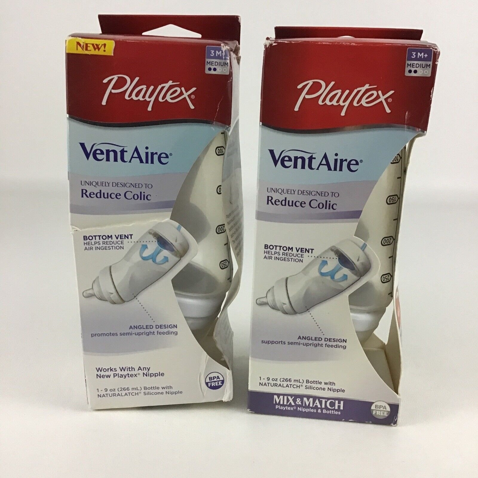 Playtex Ventaire Baby Bottles Reduces Colic Angled Silicone Nipple