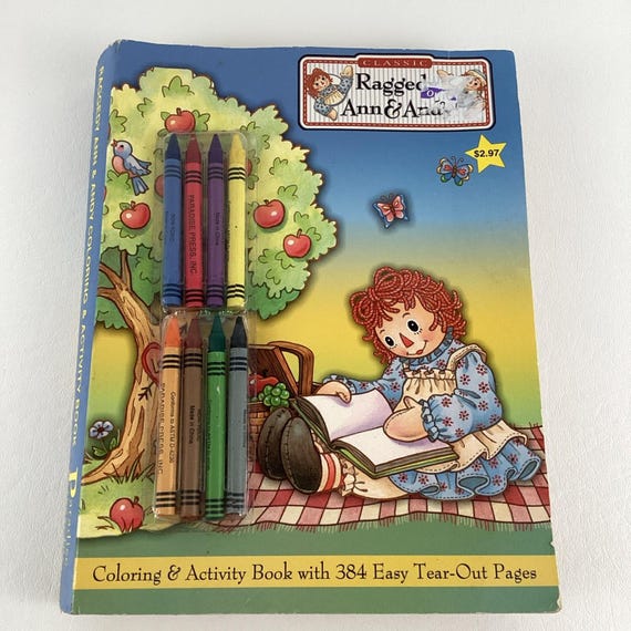 Classic Raggedy Ann & Andy Coloring Activity Book Crayons Vintage