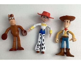 Disney Pixar Toy Story Bendable Bullseye Sheriff Woody Jessie 4" Figures Toppers