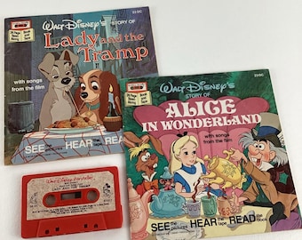 Disney Storyteller Cassette Tape Alice Wonderland Lady Tramp Read Along Book