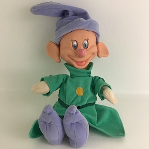 Disney Snow White Seven Dwarfs Dopey Plush Doll Moving Eyes Vintage Mattel 1993