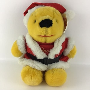 Disney Winnie The Pooh Sears Christmas 14&quot; Santa Claus Plush Stuffed Vintage 80s