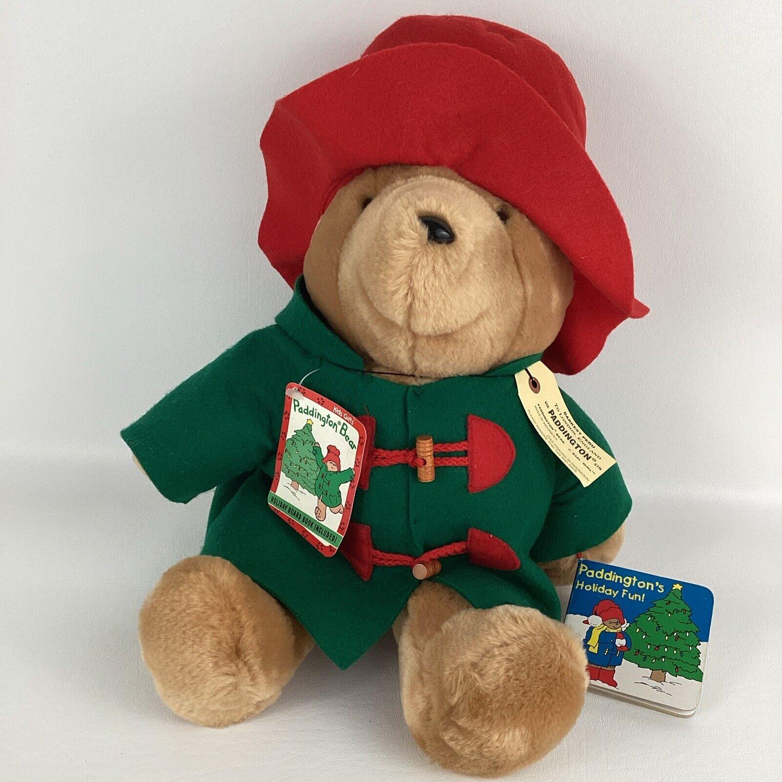 Paddington Bear Plush Stuffed Animal 16" Toy Holiday Board Book Vintage 1996 90s