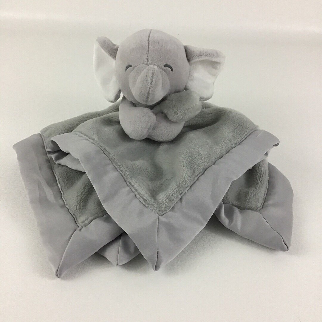 Elephant Plush Security Baby Blanket Lovey Gray Icing Satin Trim Carters Etsy Canada