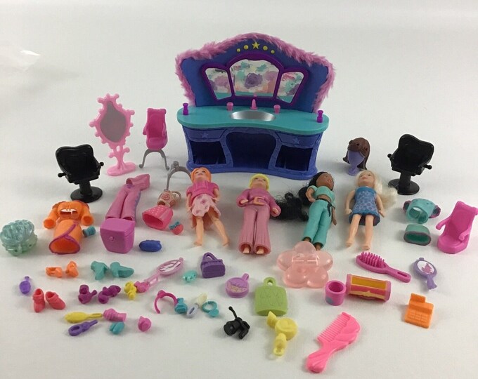 Polly Pocket Club Groove Glamour Lounge Playset Beauty Bar Doll Lot