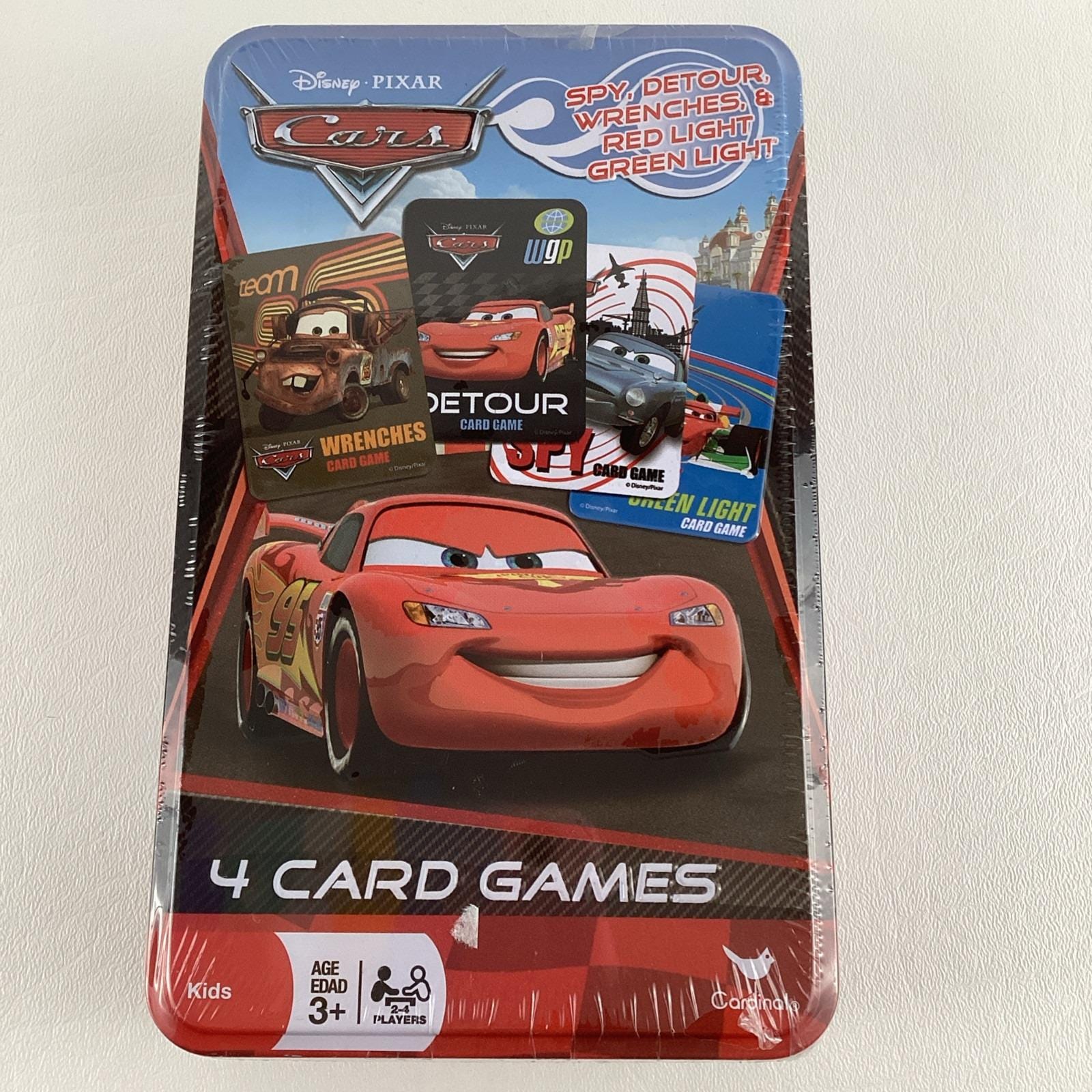 TIN TOYS コレクションカードセット Disney Cars 4 Card Games Set Collectible Storage Tin Spy Detour