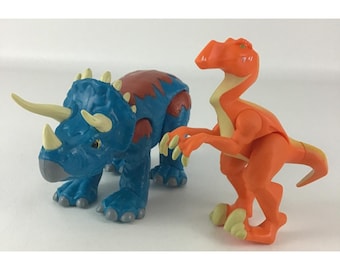 Imaginext Dinossauro Figuras de Ação Triceratops Velociraptor Lote Fisher Price Vintage