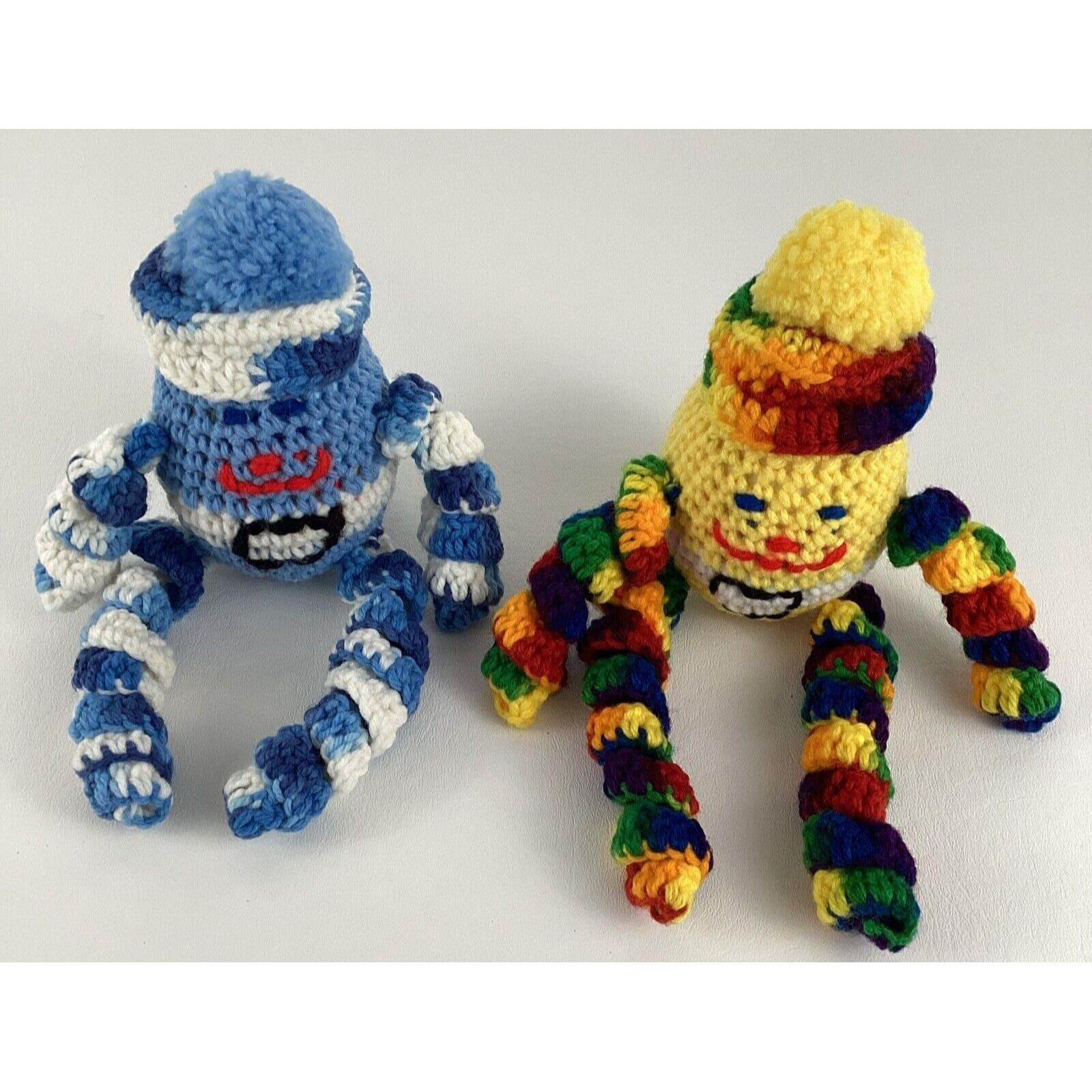 Leggy Eggy Handmade Crochet Animal Toy Shaker Rattle Rainbow Blue